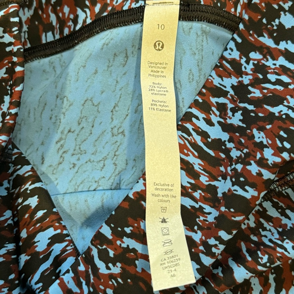 NWT Lululemon Power Thru High-Rise Tight 25" Leopard Camo Blue Nile Multi Sz 10 - Picture 7 of 12